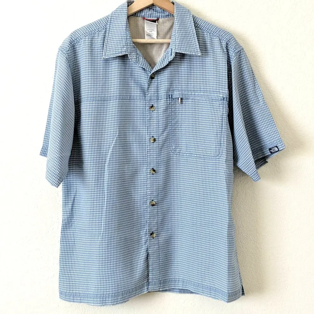North Face Mens Casual Button Up Blue‎ Shirt Medium